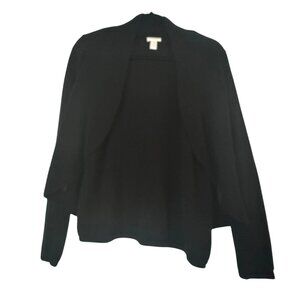 Chico's Black Open Front Cardigan Sweater Women's Cotton/Rayon Blend, Size 0